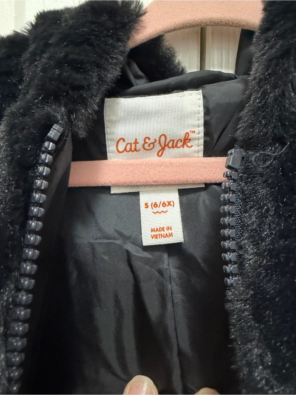 Cat & Jack Black Faux-Fur Hooded Jacket - Picture 2 of 4